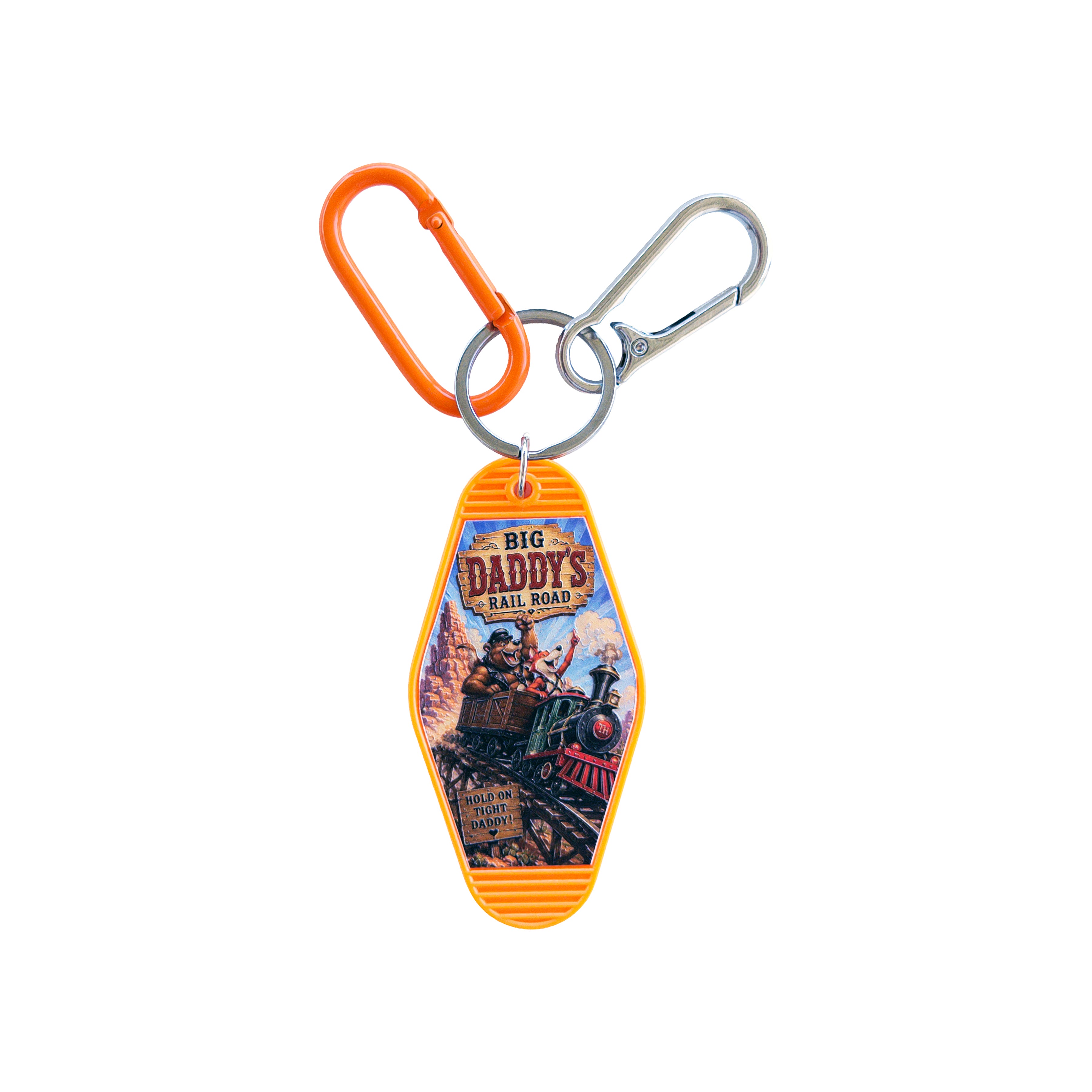 Big Daddy's Rail Road Bag Charm Stainless Steel Carabiner and Matching Color Clip