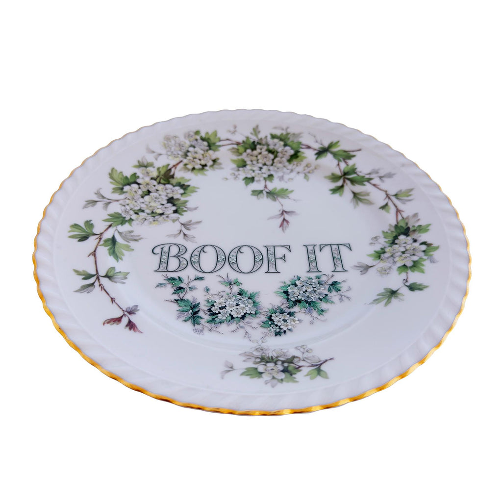 Customized Vintage Hawthorne Plate: "BOOF IT" Wall Art Catch-All Accessory