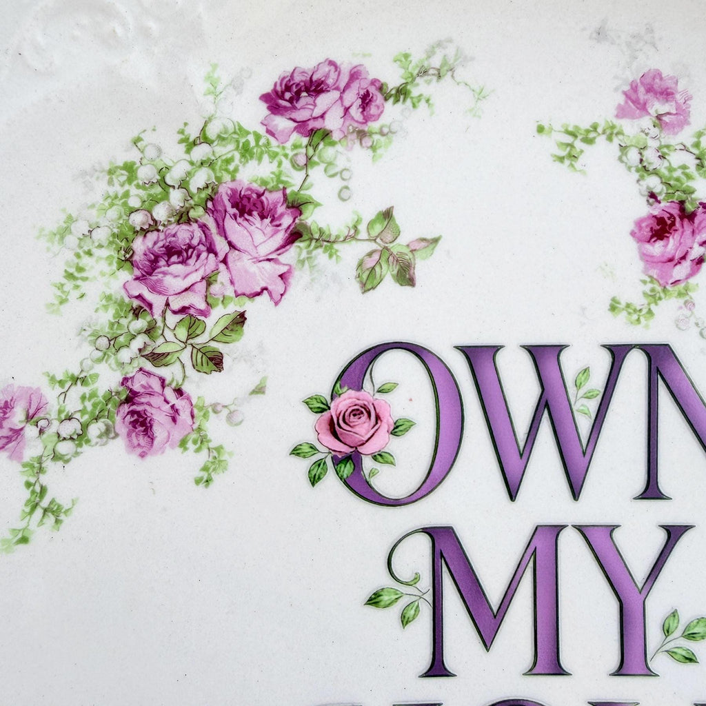 Vintage Sèvres Style Rose Plate: "OWN MY HOLE" Scalloped Edge Wall Art Catch-All