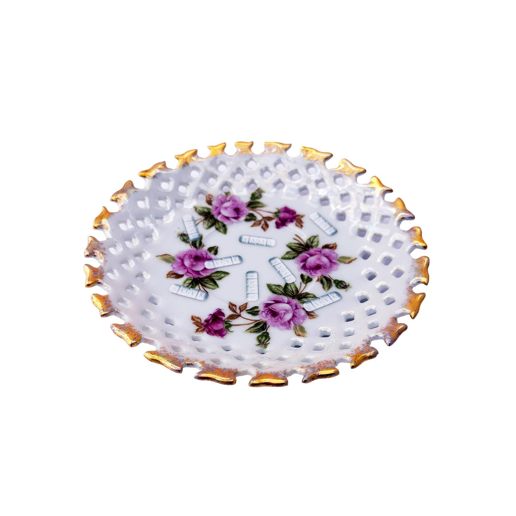 Xanny Bowl Customized Upcycled Reticulated Iridescent Porcelain Bowl 6" Unique Home accessory Catchall