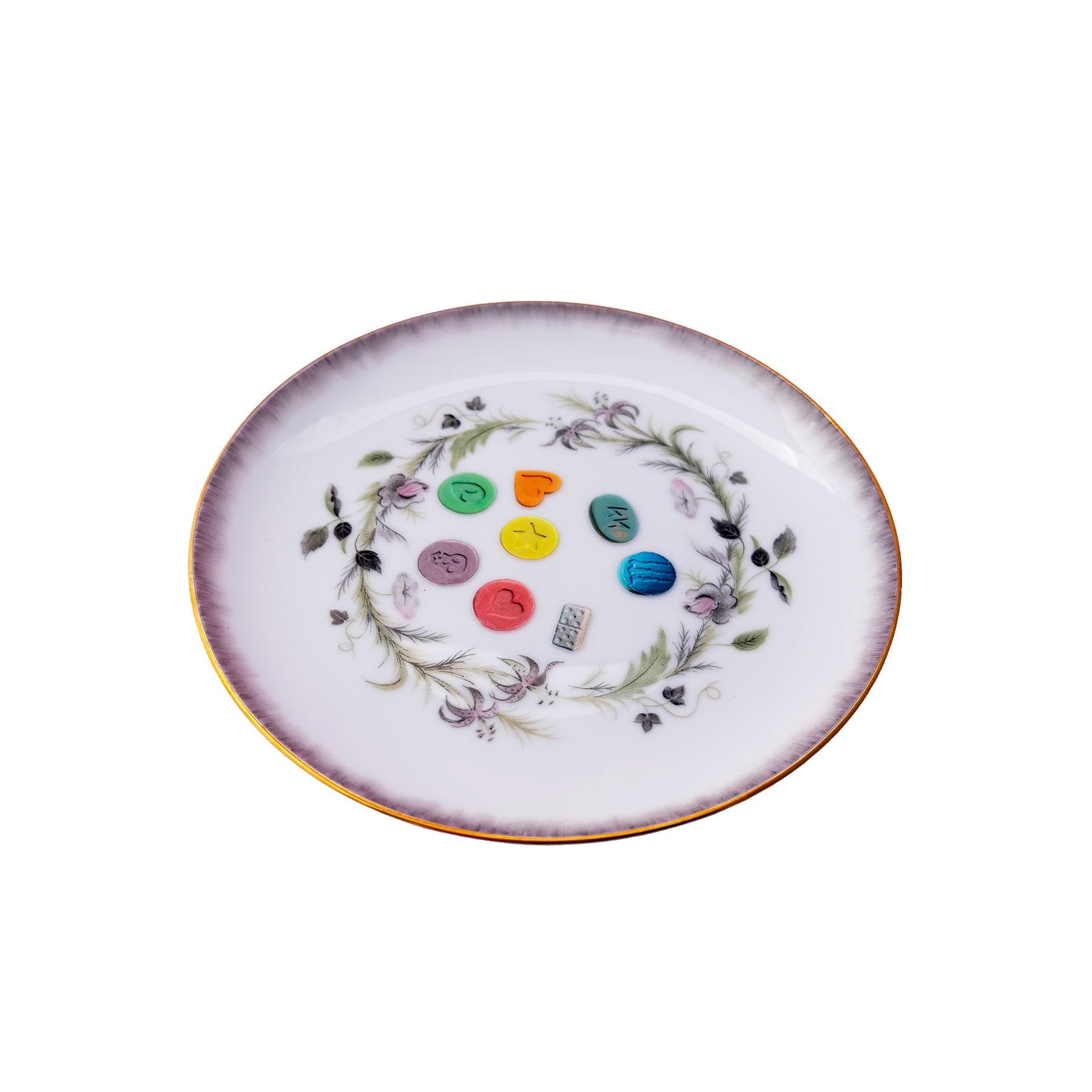 Night Vitamins Mix Small 6" Plate Upcycled Vintage Sango Japan Porcelain