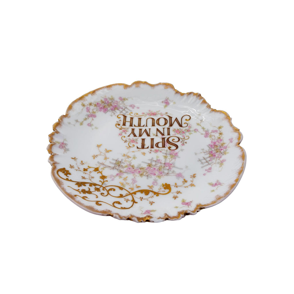 Spit In My Face 8" Antique Limoges France Porcelain Kitschy Wall Art Plate
