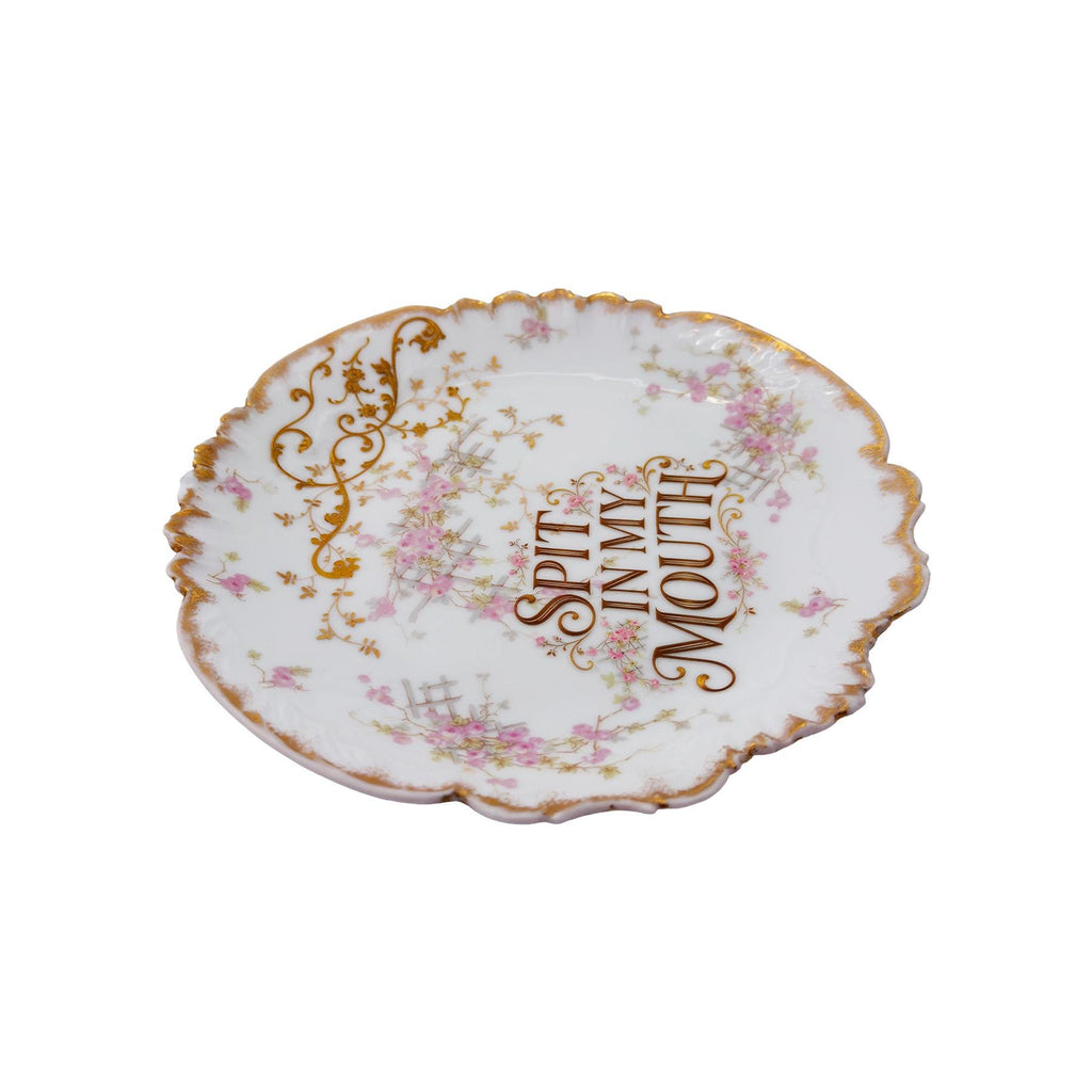 Spit In My Face 8" Antique Limoges France Porcelain Kitschy Wall Art Plate