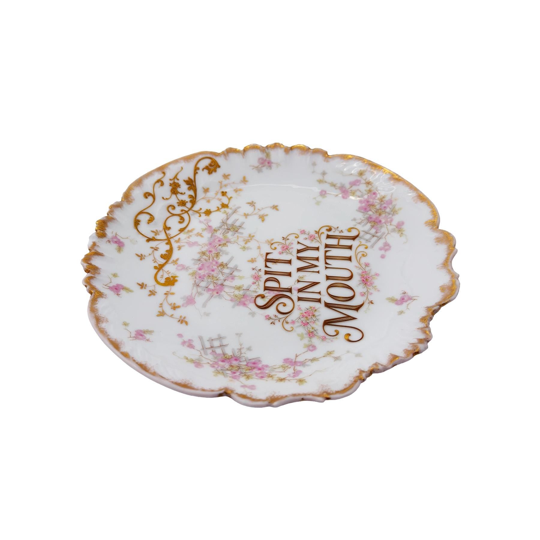 Spit In My Face 8" Antique Limoges France Porcelain Kitschy Wall Art Plate