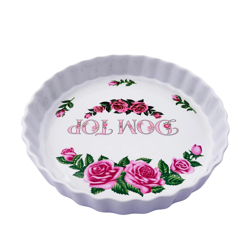 Dom Top Large Dish 9" Upcycled Christineholm Porcelain Kitsch Rose Motif Wall Art Fun Humorous Interior Accessory