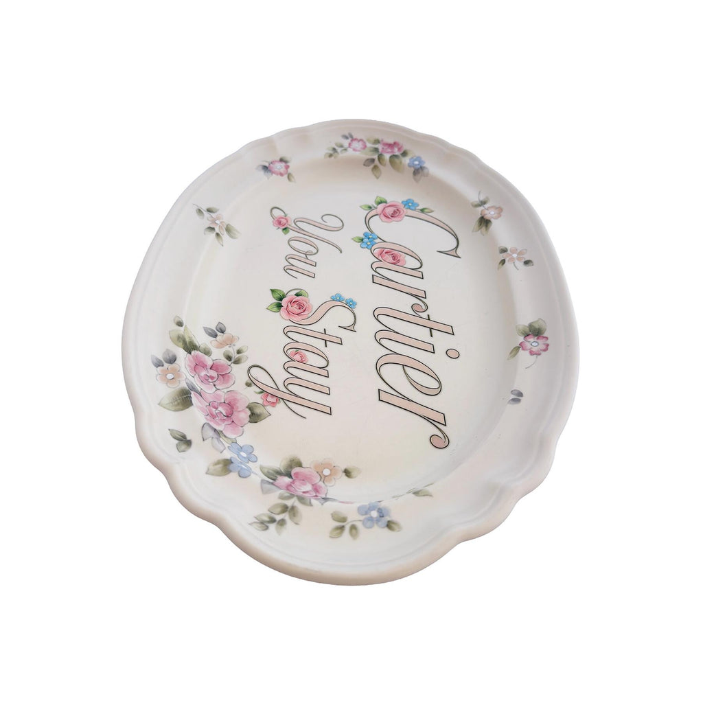 C•rtier You Stay Large Upcycled Vintage Fine China 10"x15" Art Plate Home Accesory