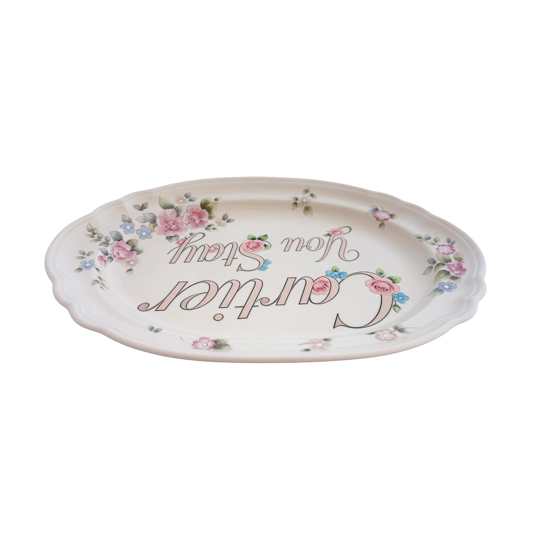 C•rtier You Stay Large Upcycled Vintage Fine China 10"x15" Art Plate Home Accesory