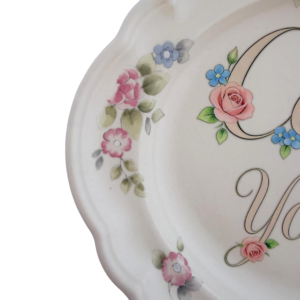 C•rtier You Stay Large Upcycled Vintage Fine China 10"x15" Art Plate Home Accesory