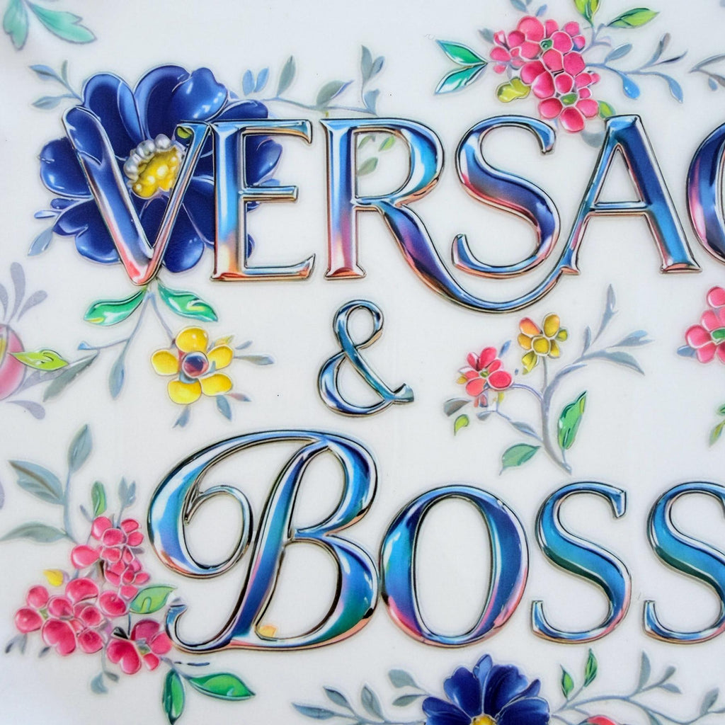 V•rsace & Bossy Upcycled Vintage Fine Bone China Plate 10.5" Art Display Home Accessory