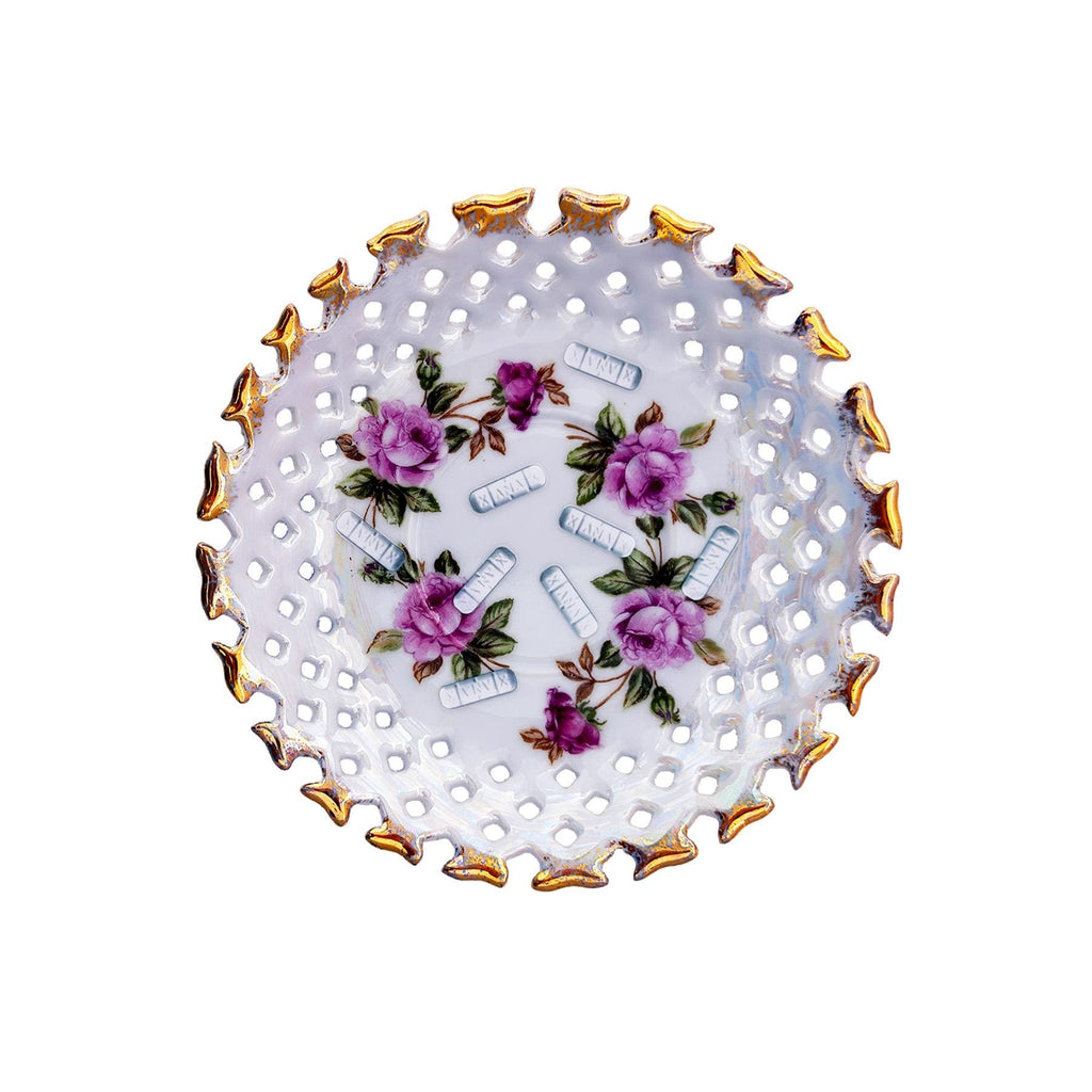 Xanny Bowl Customized Upcycled Reticulated Iridescent Porcelain Bowl 6" Unique Home accessory Catchall