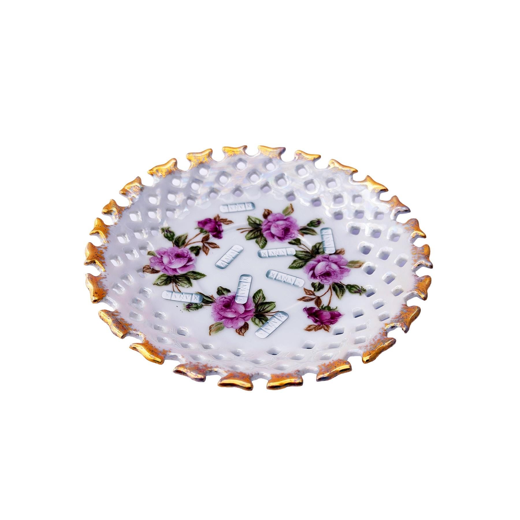 Xanny Bowl Customized Upcycled Reticulated Iridescent Porcelain Bowl 6" Unique Home accessory Catchall