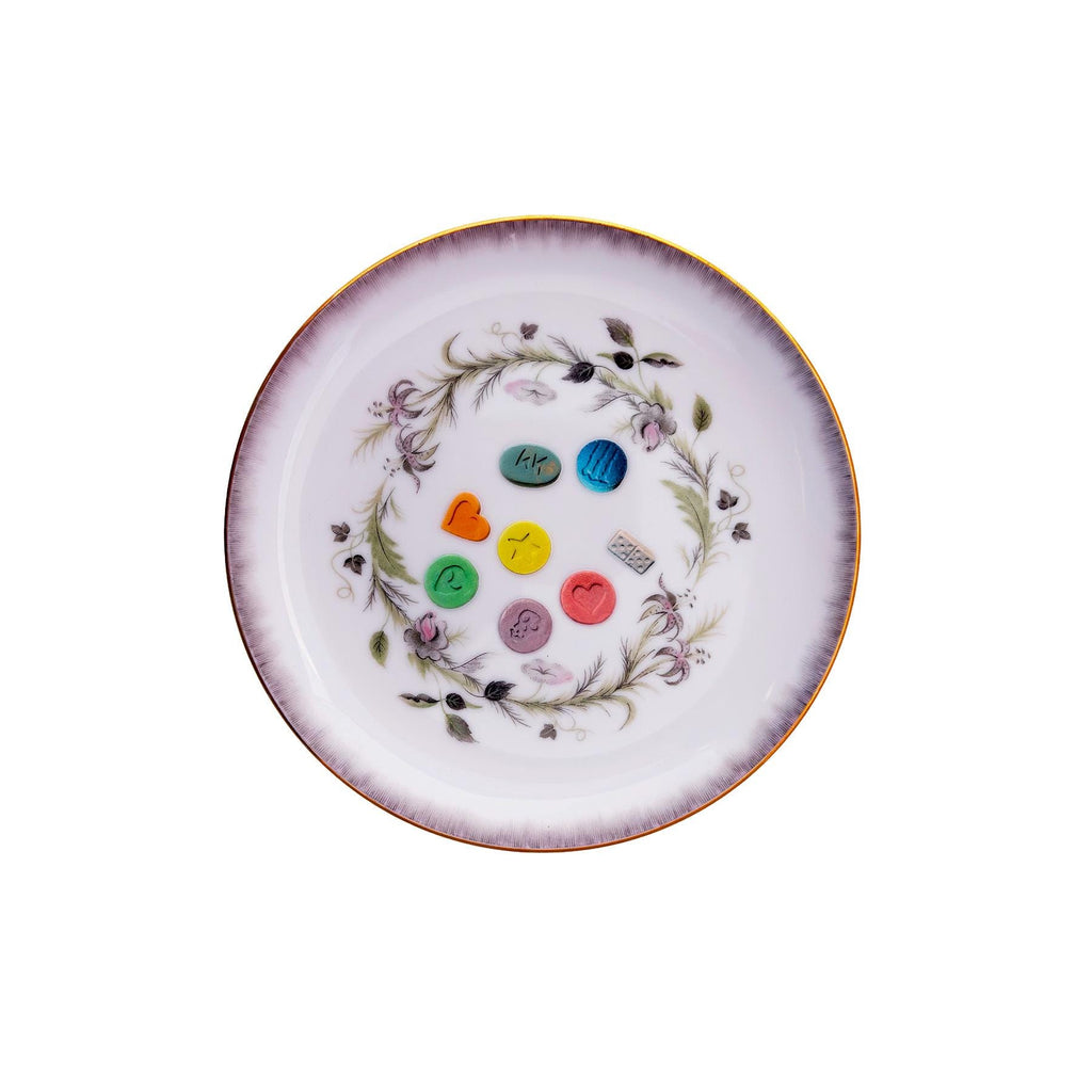 Night Vitamins Mix Small 6" Plate Upcycled Vintage Sango Japan Porcelain