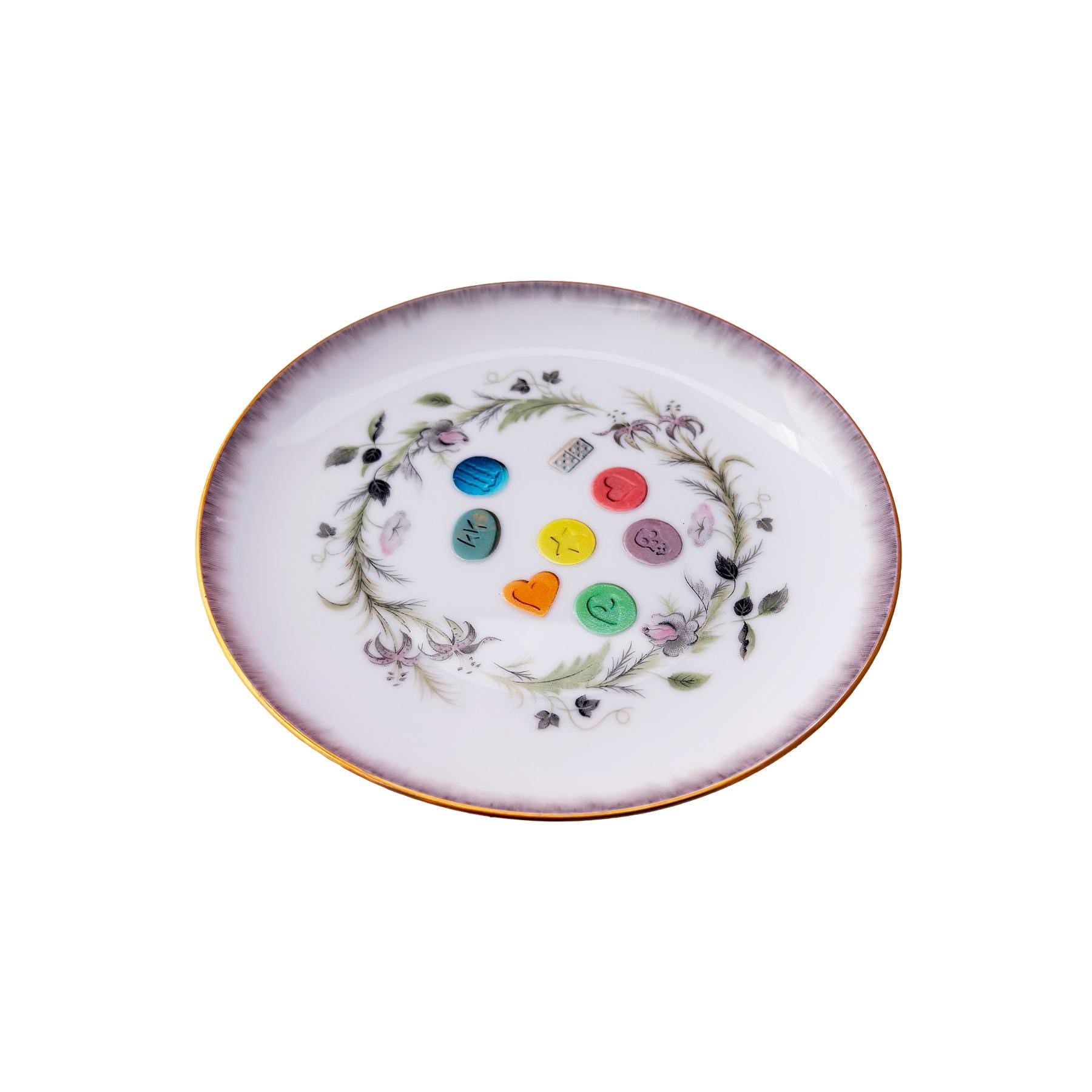 Night Vitamins Mix Small 6" Plate Upcycled Vintage Sango Japan Porcelain