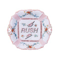RUSH Tray Antique Edwardian Era German Porcelain 10"x11" Kitschy Humor Home Collector Wall Art Plate or Catchall