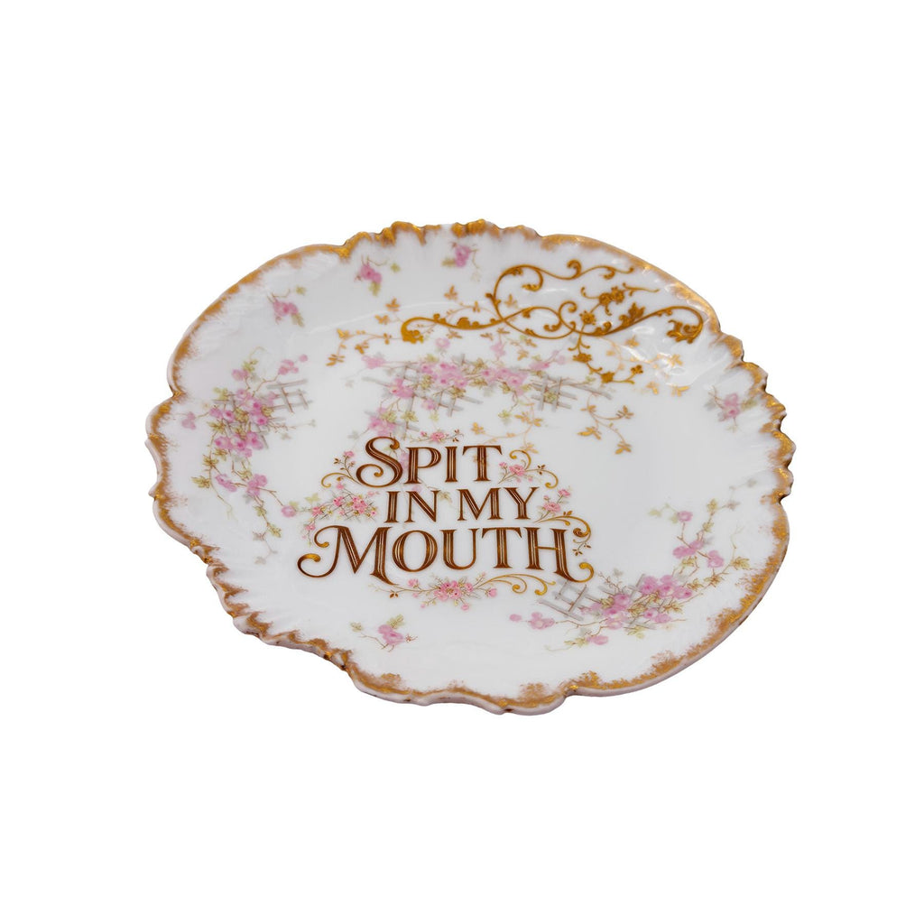 Spit In My Face 8" Antique Limoges France Porcelain Kitschy Wall Art Plate