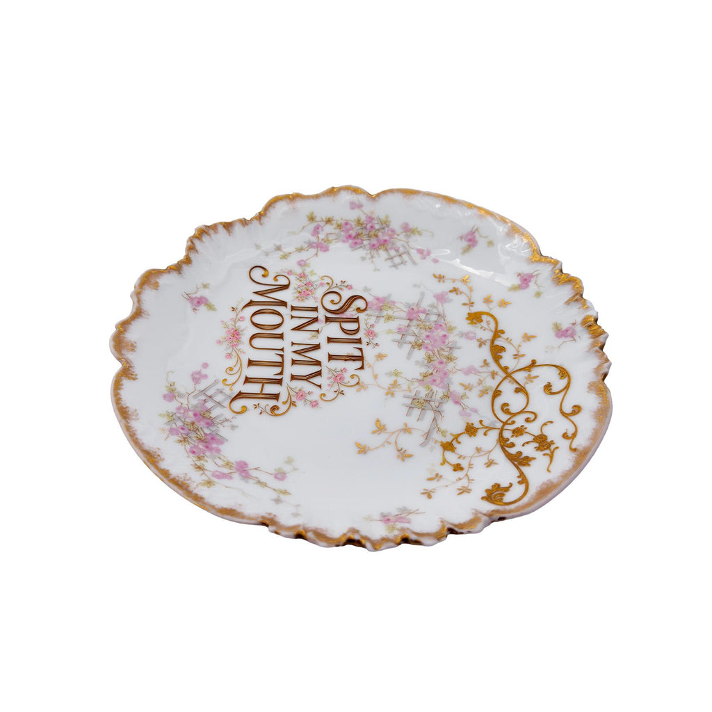Spit In My Face 8" Antique Limoges France Porcelain Kitschy Wall Art Plate