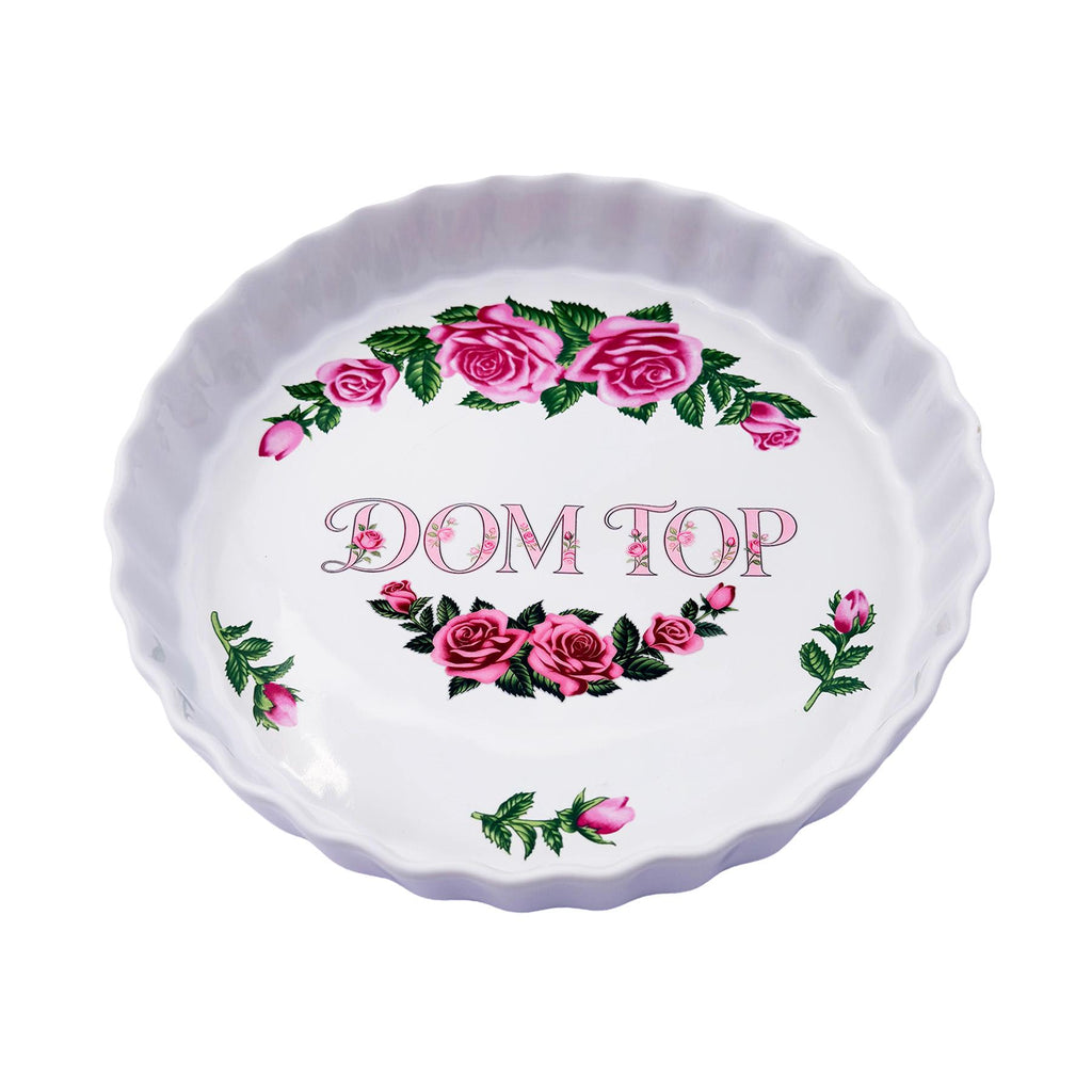Dom Top Large Dish 9" Upcycled Christineholm Porcelain Kitsch Rose Motif Wall Art Fun Humorous Interior Accessory
