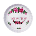 Dom Top Large Dish 9" Upcycled Christineholm Porcelain Kitsch Rose Motif Wall Art Fun Humorous Interior Accessory