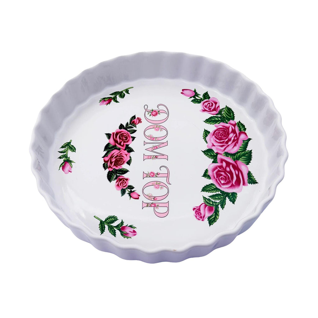 Dom Top Large Dish 9" Upcycled Christineholm Porcelain Kitsch Rose Motif Wall Art Fun Humorous Interior Accessory