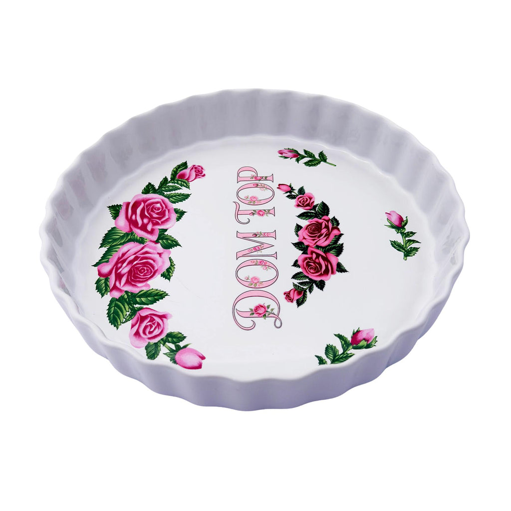 Dom Top Large Dish 9" Upcycled Christineholm Porcelain Kitsch Rose Motif Wall Art Fun Humorous Interior Accessory