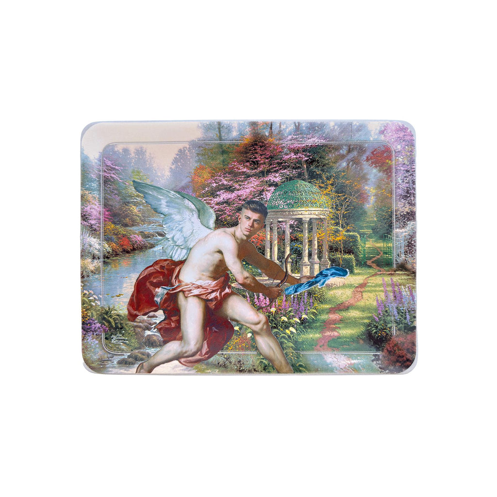 Altered Art Collector's Plate: Queer Cupid Collage on Thomas Kinkade China 8"x6"