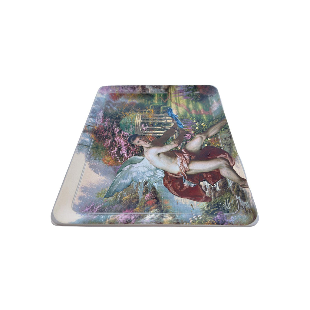 Altered Art Collector's Plate: Queer Cupid Collage on Thomas Kinkade China 8"x6"