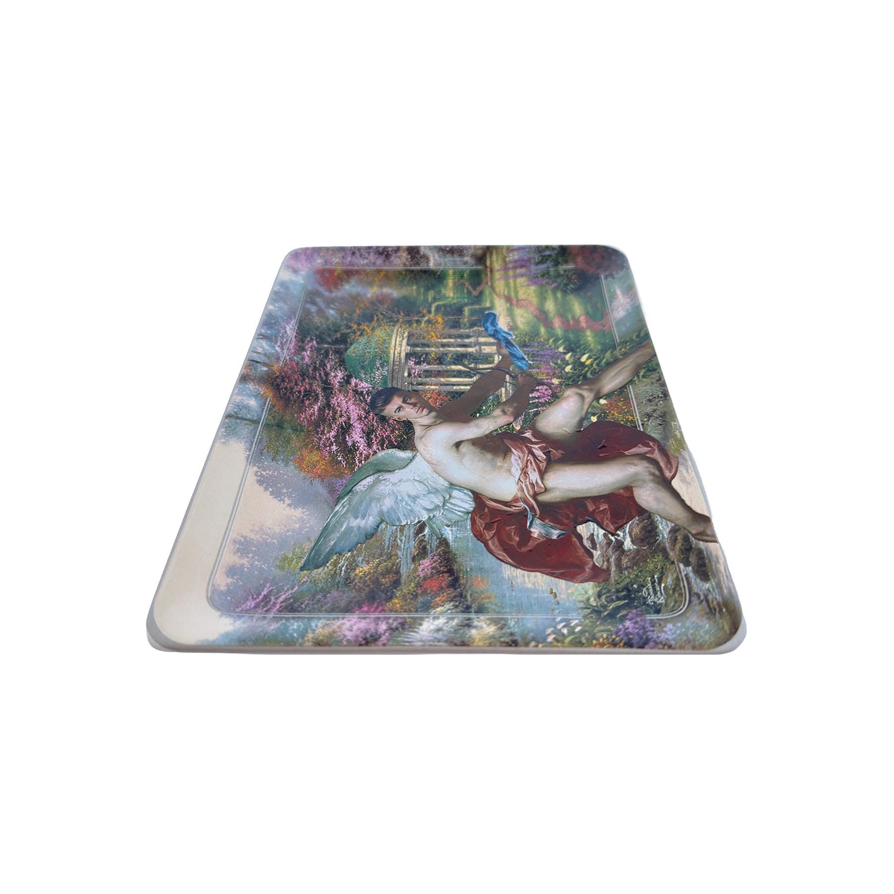 Altered Art Collector's Plate: Queer Cupid Collage on Thomas Kinkade China 8"x6"
