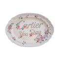 C•rtier You Stay Large Upcycled Vintage Fine China 10"x15" Art Plate Home Accesory