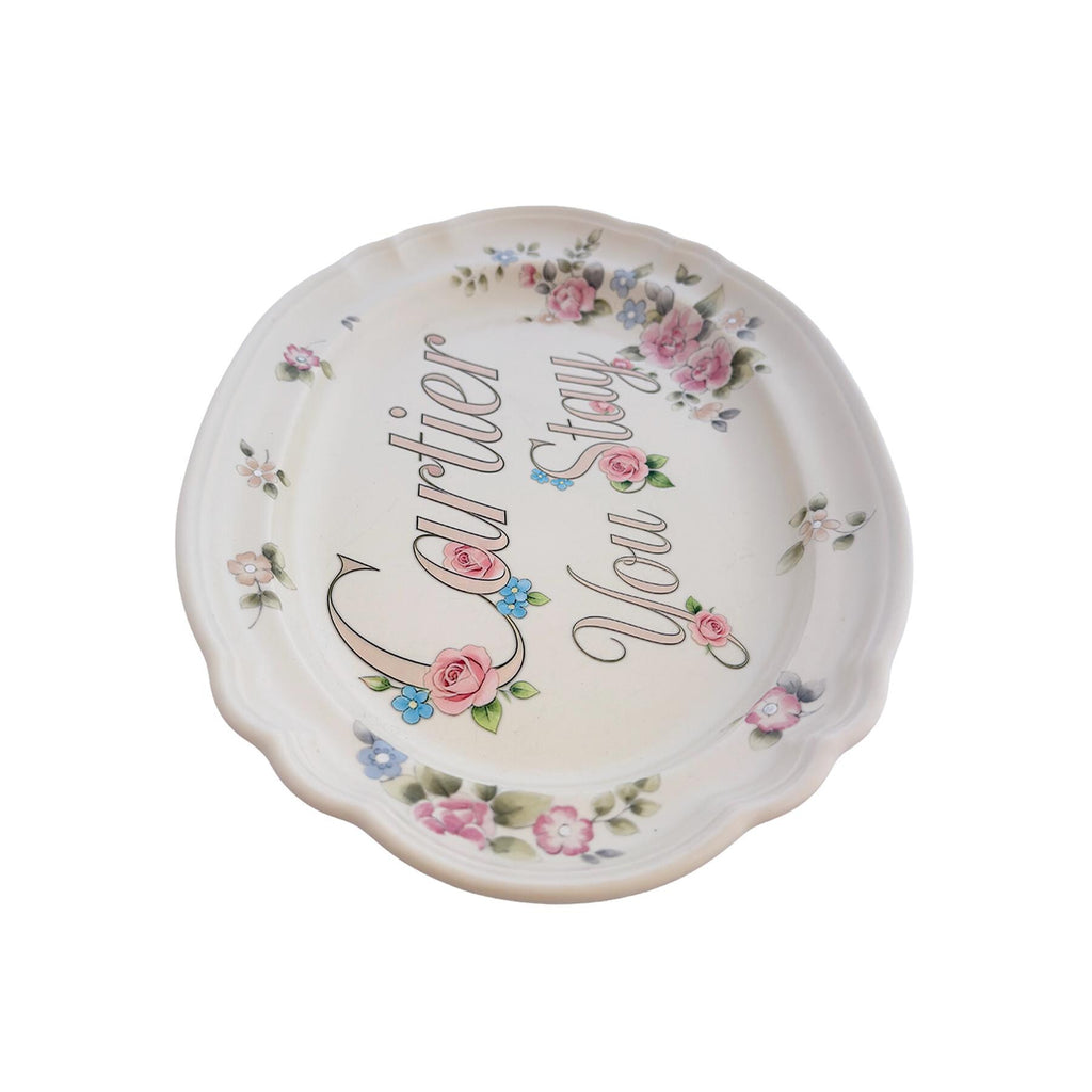 C•rtier You Stay Large Upcycled Vintage Fine China 10"x15" Art Plate Home Accesory