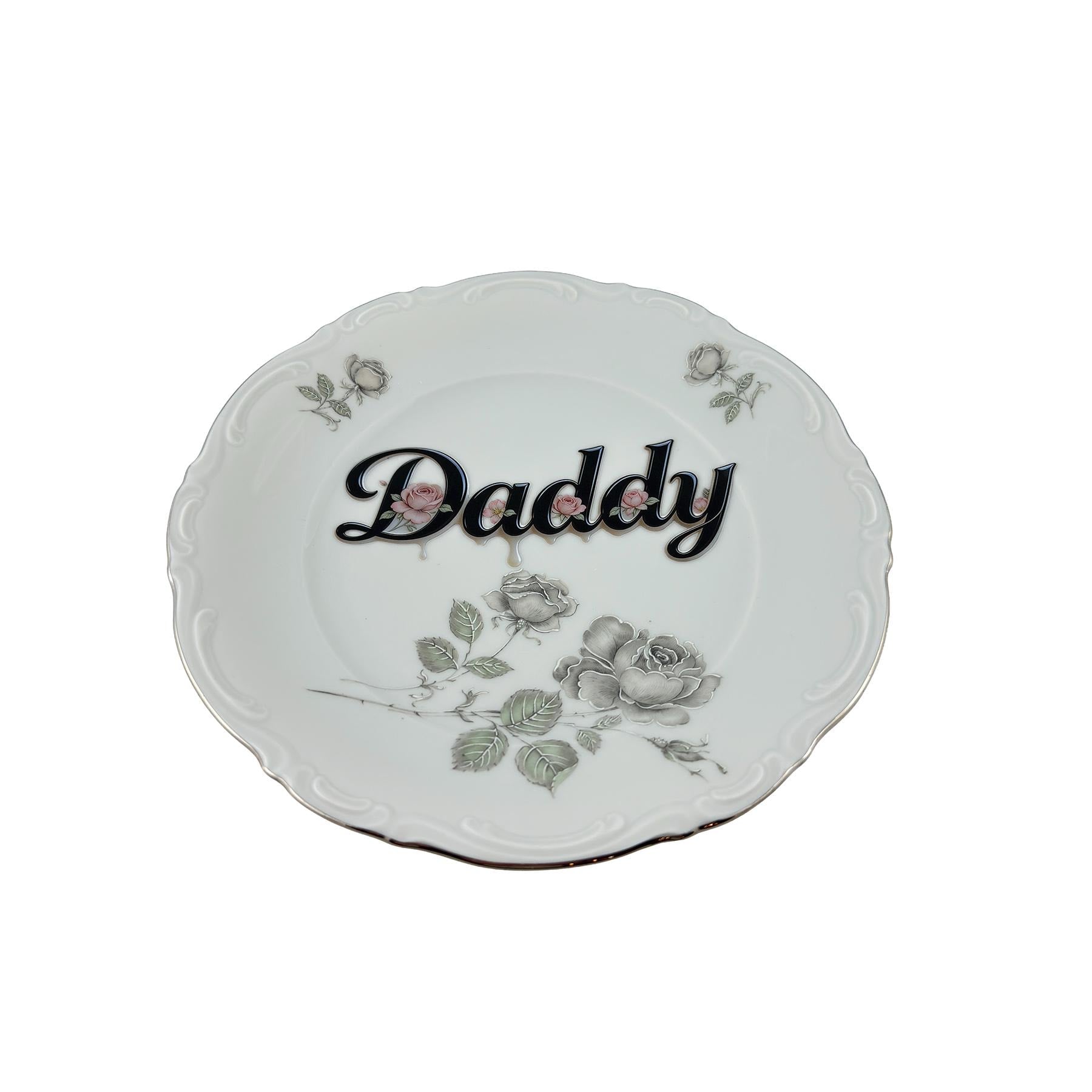 Daddy Vintage China Art Plate Funny Gay Home Decor Gift For Daddy Trophy Husband 7.5"