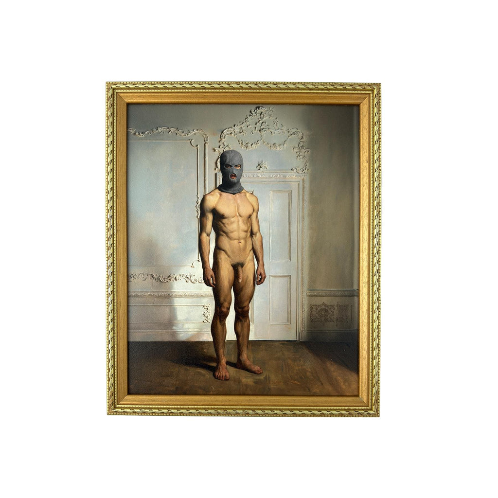 Anonymous in the Drawing Room Vintage Framed Original Male Nude Art Print 9"x11" MATURE NSFW