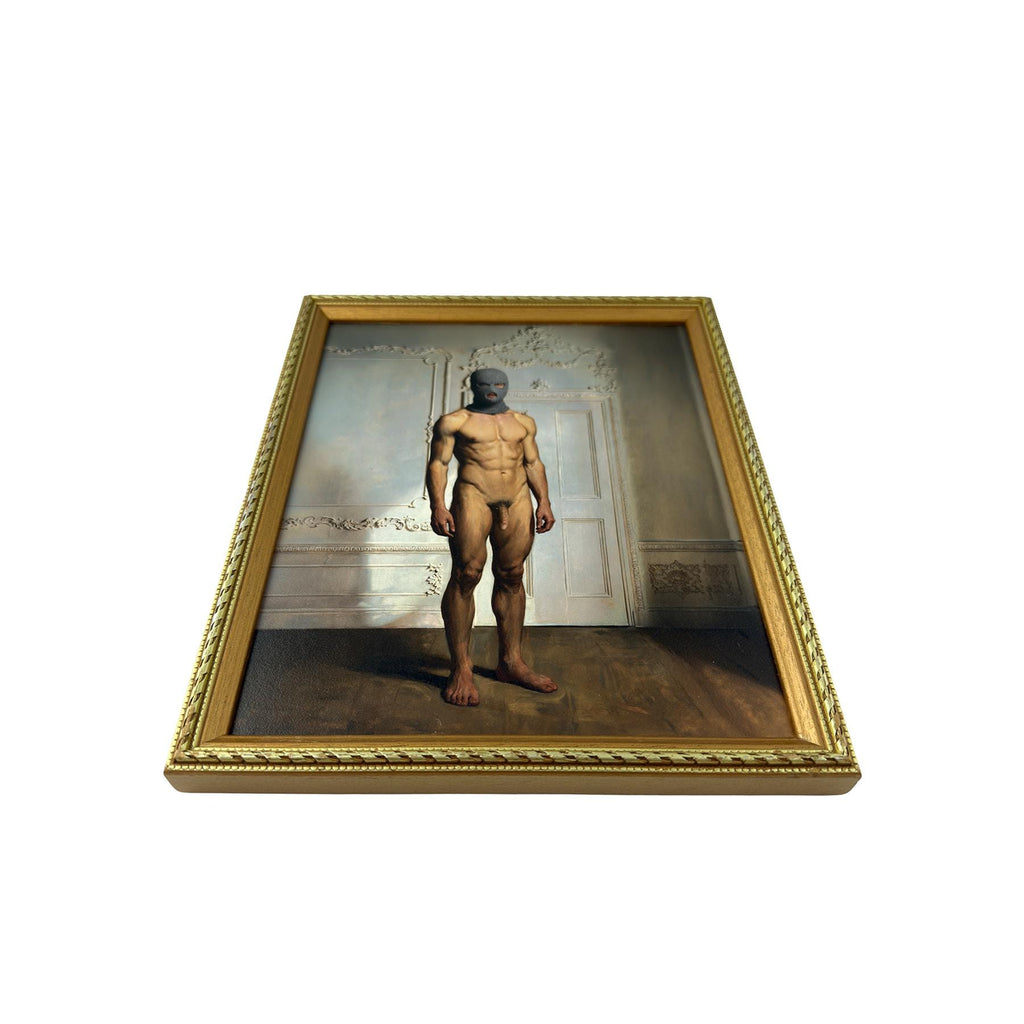 Anonymous in the Drawing Room Vintage Framed Original Male Nude Art Print 9"x11" MATURE NSFW