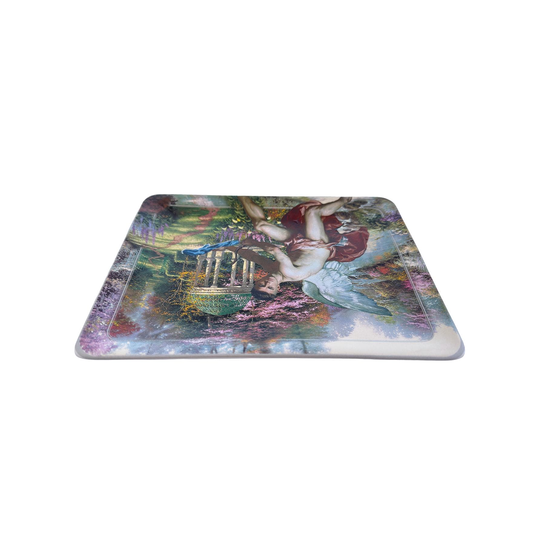 Altered Art Collector's Plate: Queer Cupid Collage on Thomas Kinkade China 8"x6"