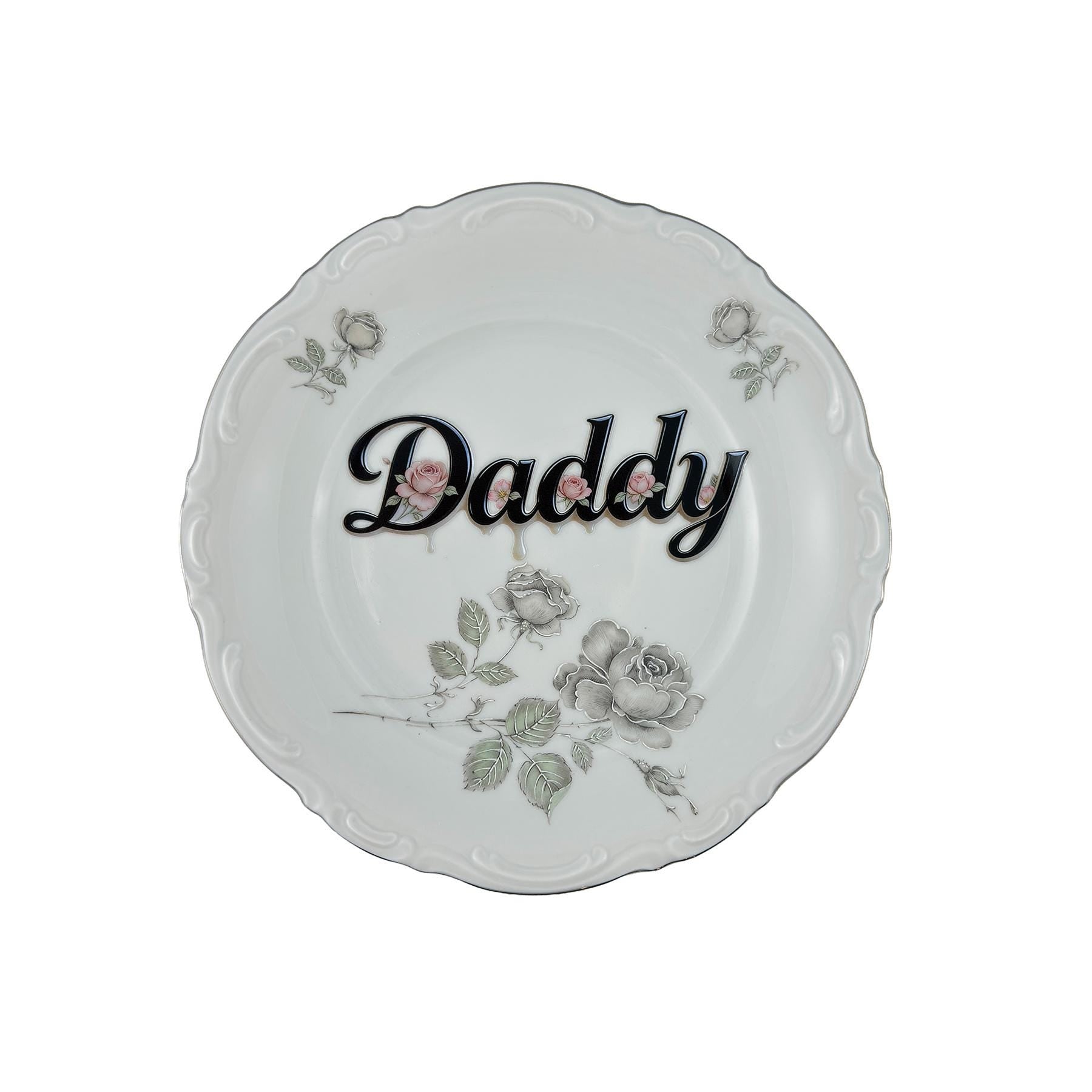 Daddy Vintage China Art Plate Funny Gay Home Decor Gift For Daddy Trophy Husband 7.5"