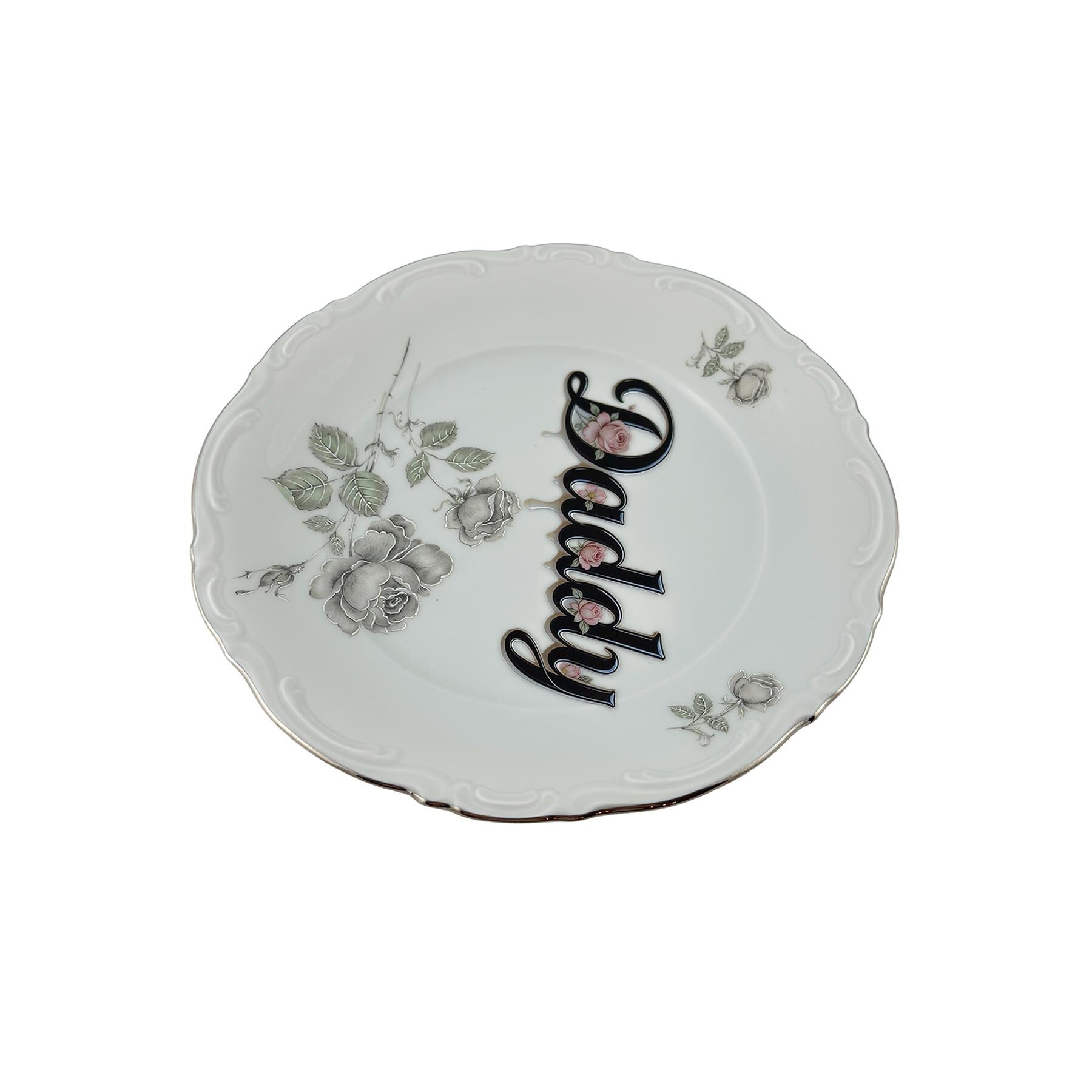 Daddy Vintage China Art Plate Funny Gay Home Decor Gift For Daddy Trophy Husband 7.5"