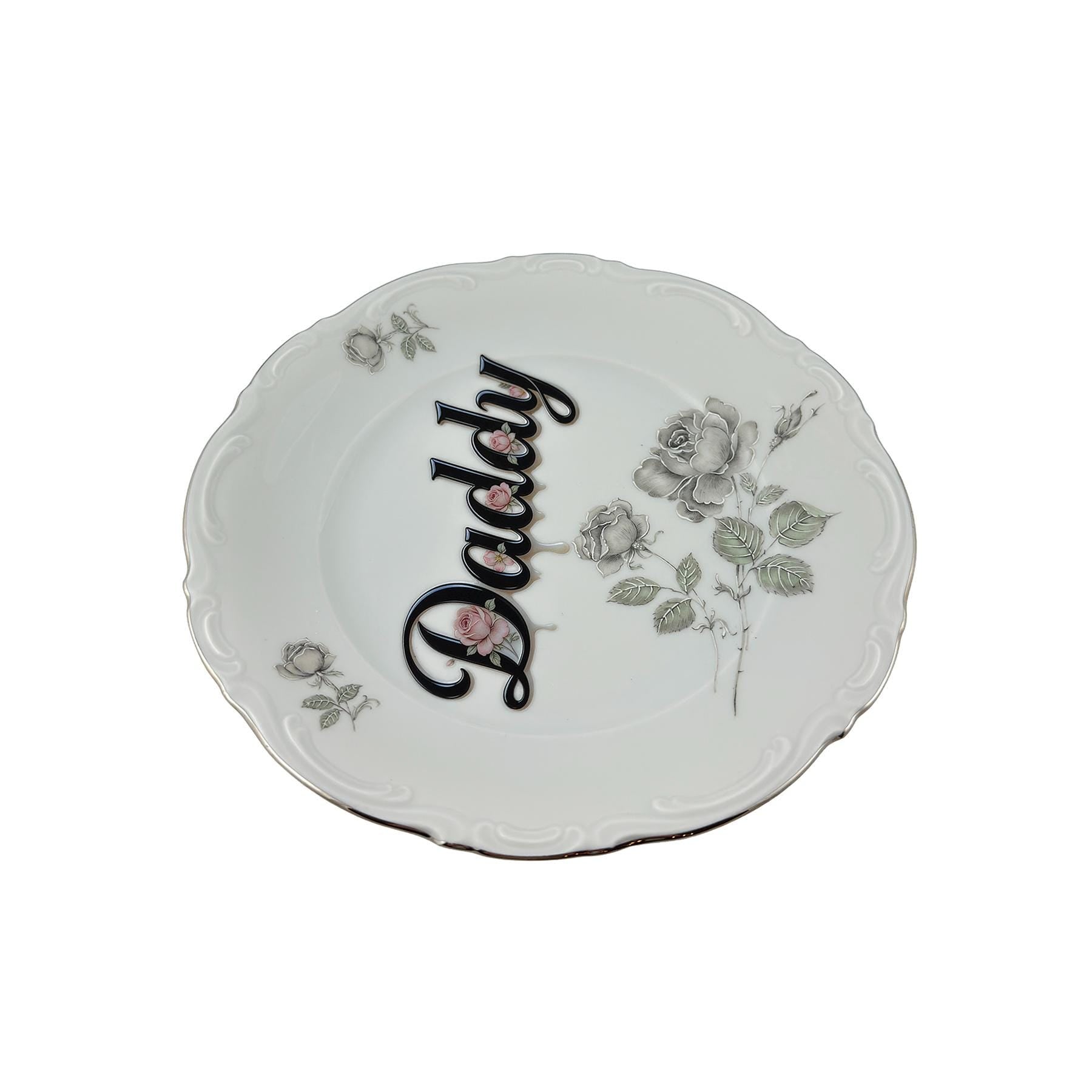 Daddy Vintage China Art Plate Funny Gay Home Decor Gift For Daddy Trophy Husband 7.5"