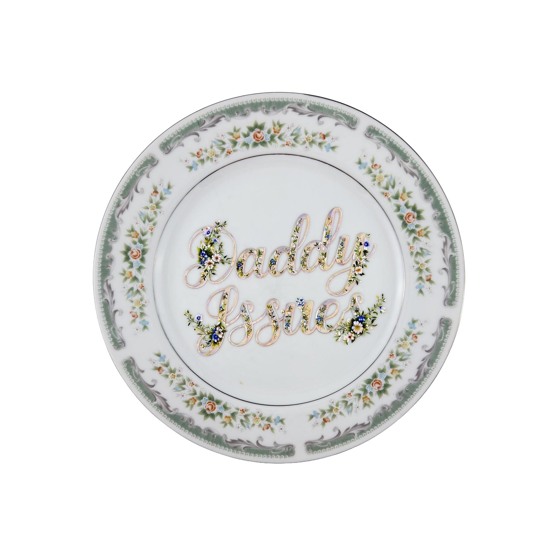 Daddy Issues Vintage China Plate Wall Home Decor One Of A Kind Art Plate Floral China Plate 10"