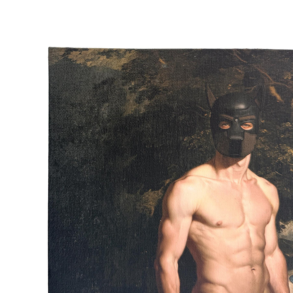 Fine Art Print Gay Kink & Puppy Play Classic Portrait style Pup Mask Canvas Board Art Print MATURE NSFW