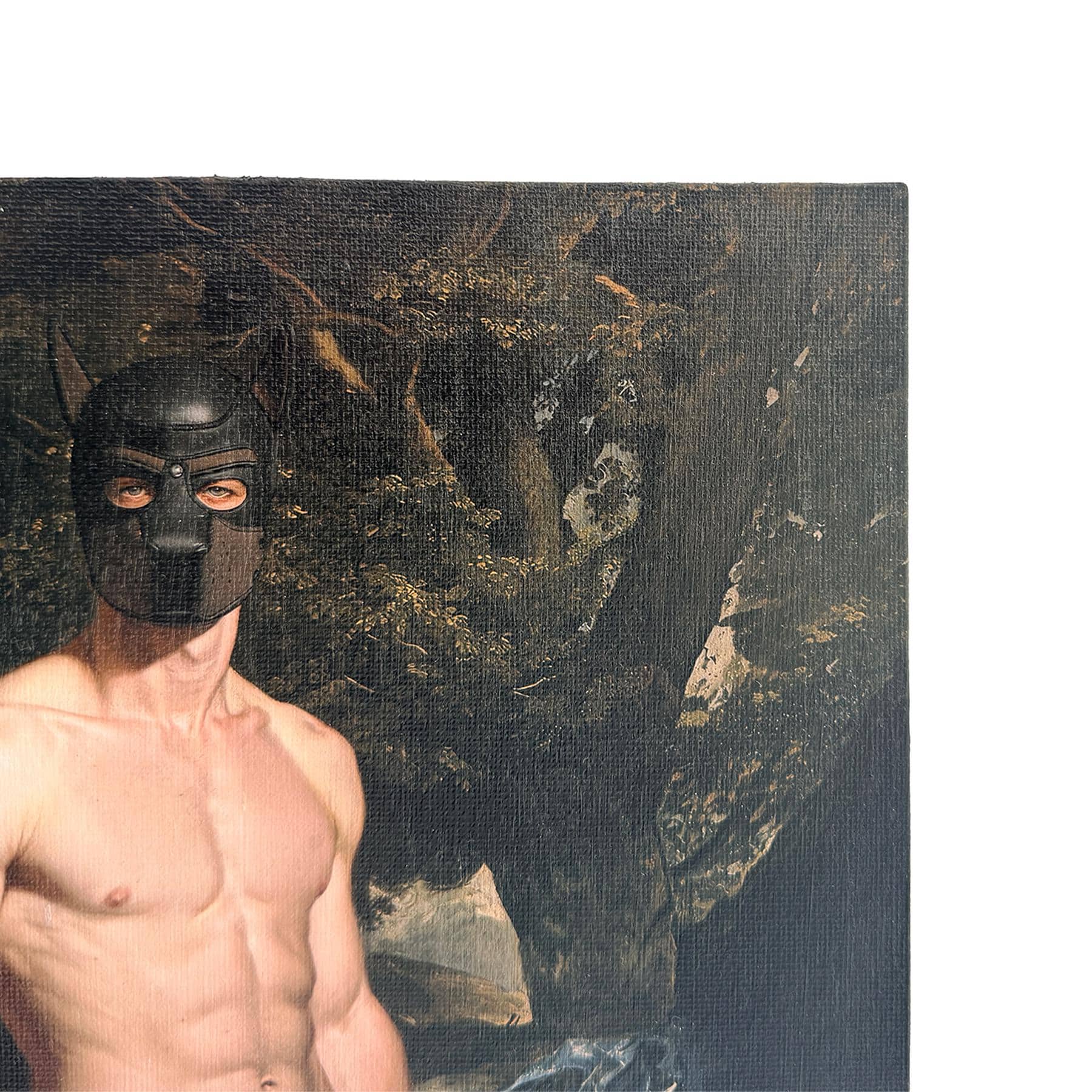 Fine Art Print Gay Kink & Puppy Play Classic Portrait style Pup Mask Canvas Board Art Print MATURE NSFW