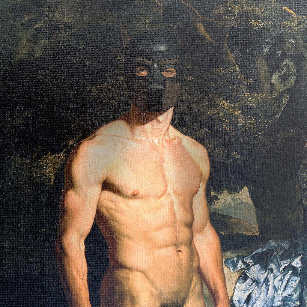 Fine Art Print Gay Kink & Puppy Play Classic Portrait style Pup Mask Canvas Board Art Print MATURE NSFW