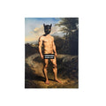 Male Nude Fine Art Print on Canvas Board, Puppy Play Inspired Original Art, Classical Portraiture MATURE NSFW