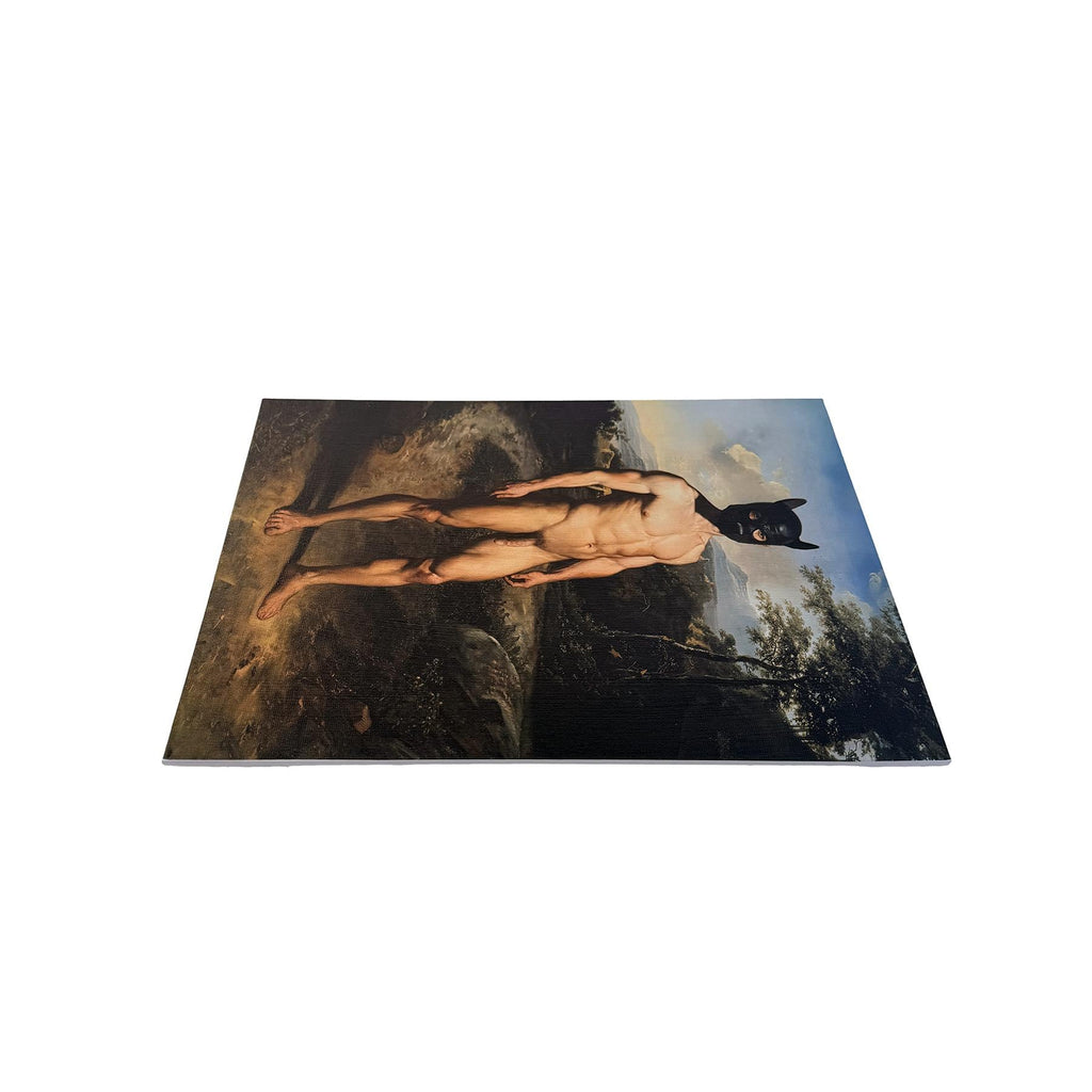 Male Nude Fine Art Print on Canvas Board, Puppy Play Inspired Original Art, Classical Portraiture MATURE NSFW