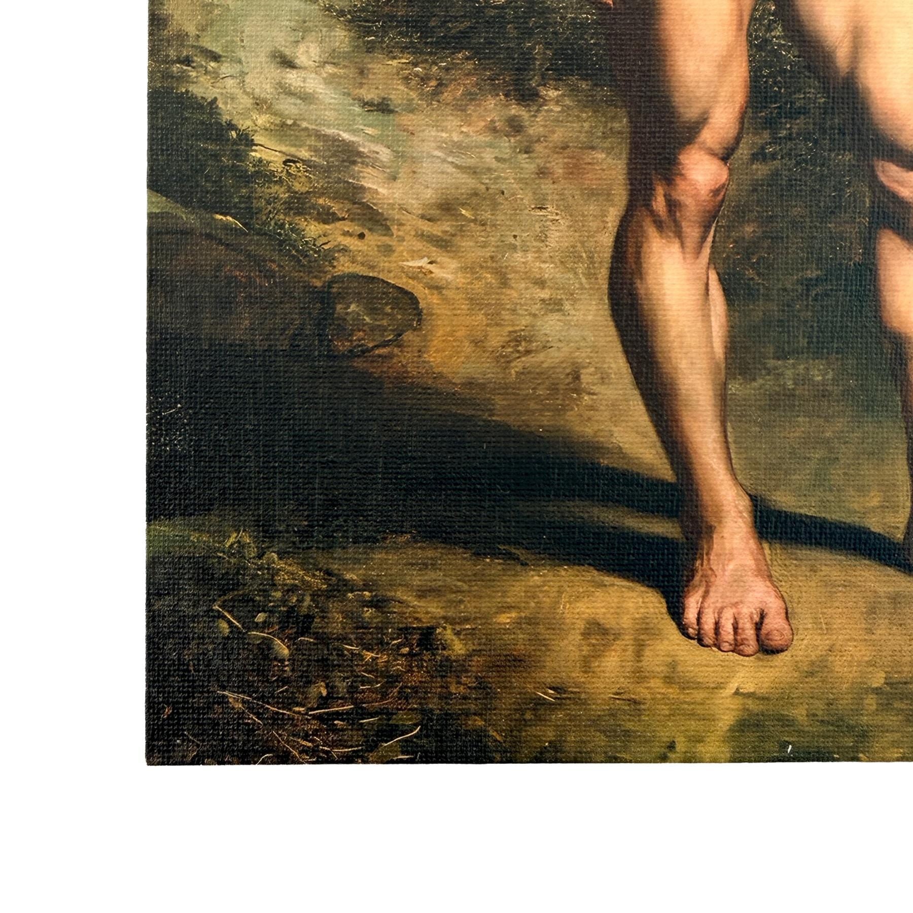 Male Nude Fine Art Print on Canvas Board, Puppy Play Inspired Original Art, Classical Portraiture MATURE NSFW