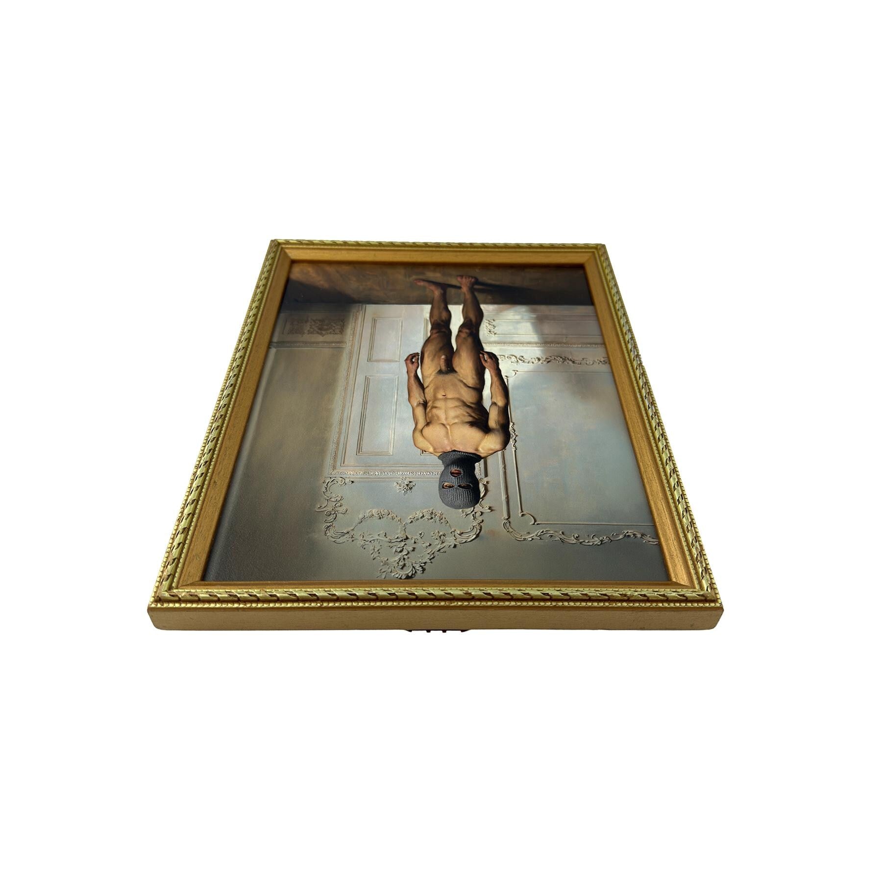 Anonymous in the Drawing Room Vintage Framed Original Male Nude Art Print 9"x11" MATURE NSFW