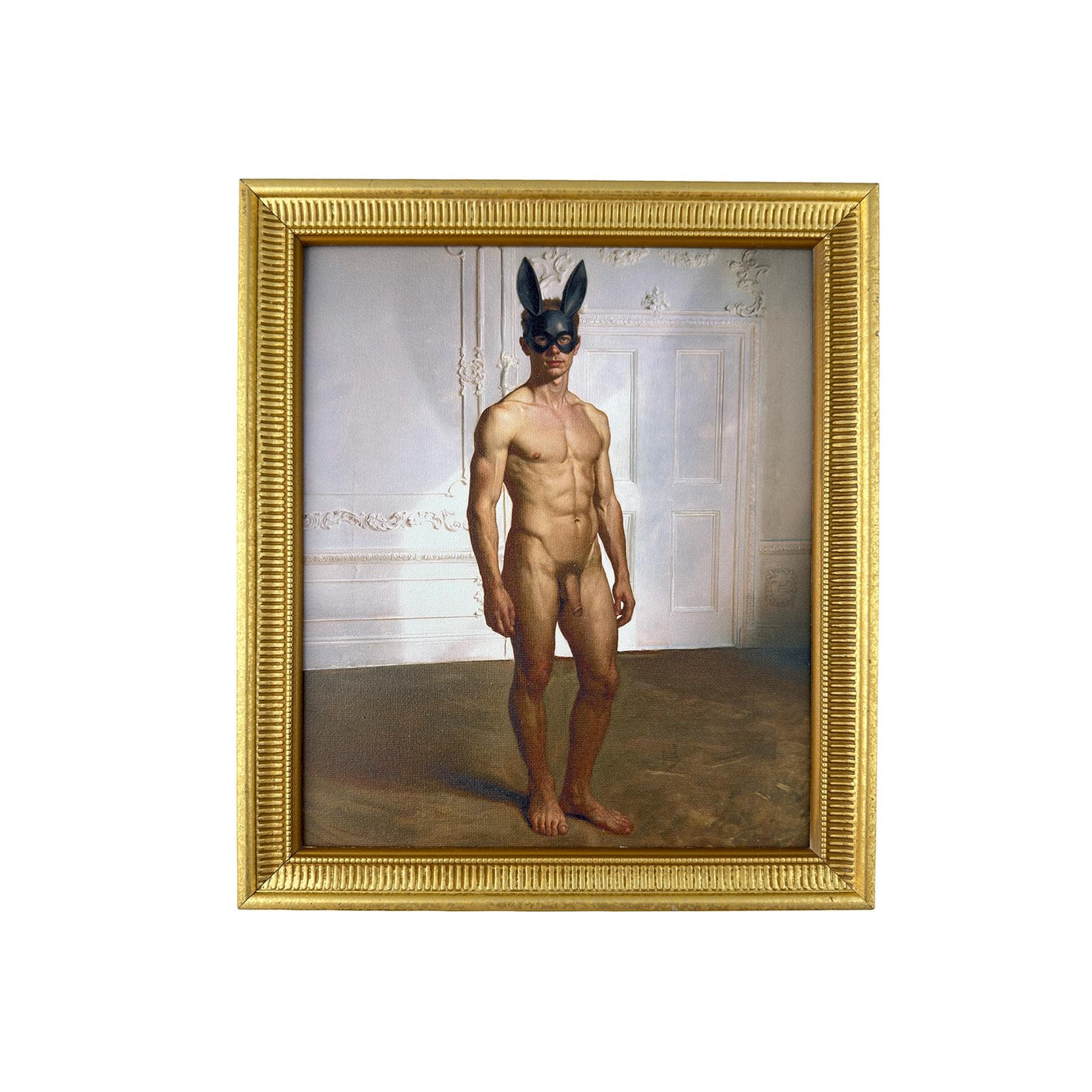 Uninvited to the Ball Original Male Nude Restored Vintage Frame 12"x14" Ready to Hang Wall Art MATURE NSFW