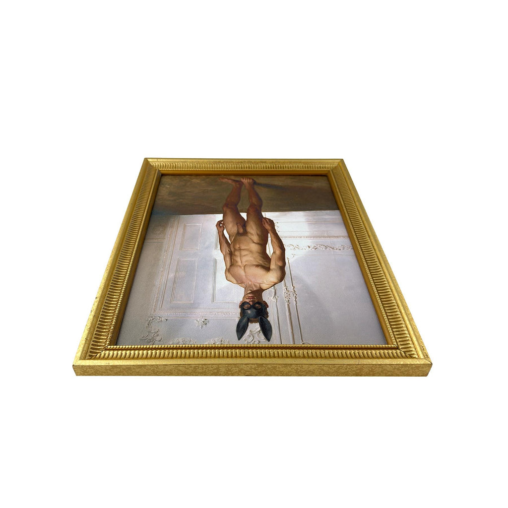 Uninvited to the Ball Original Male Nude Restored Vintage Frame 12"x14" Ready to Hang Wall Art MATURE NSFW