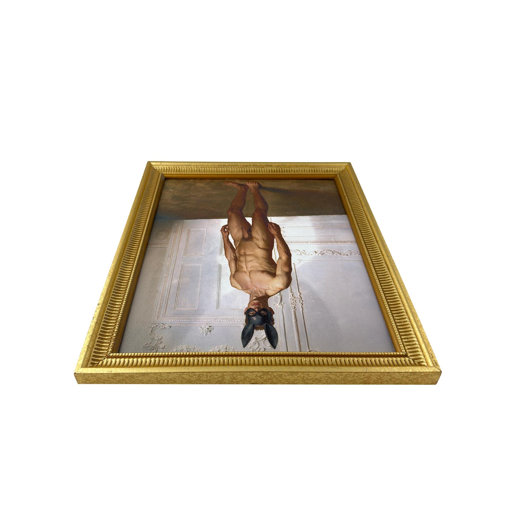 Uninvited to the Ball Original Male Nude Restored Vintage Frame 12"x14" Ready to Hang Wall Art MATURE NSFW