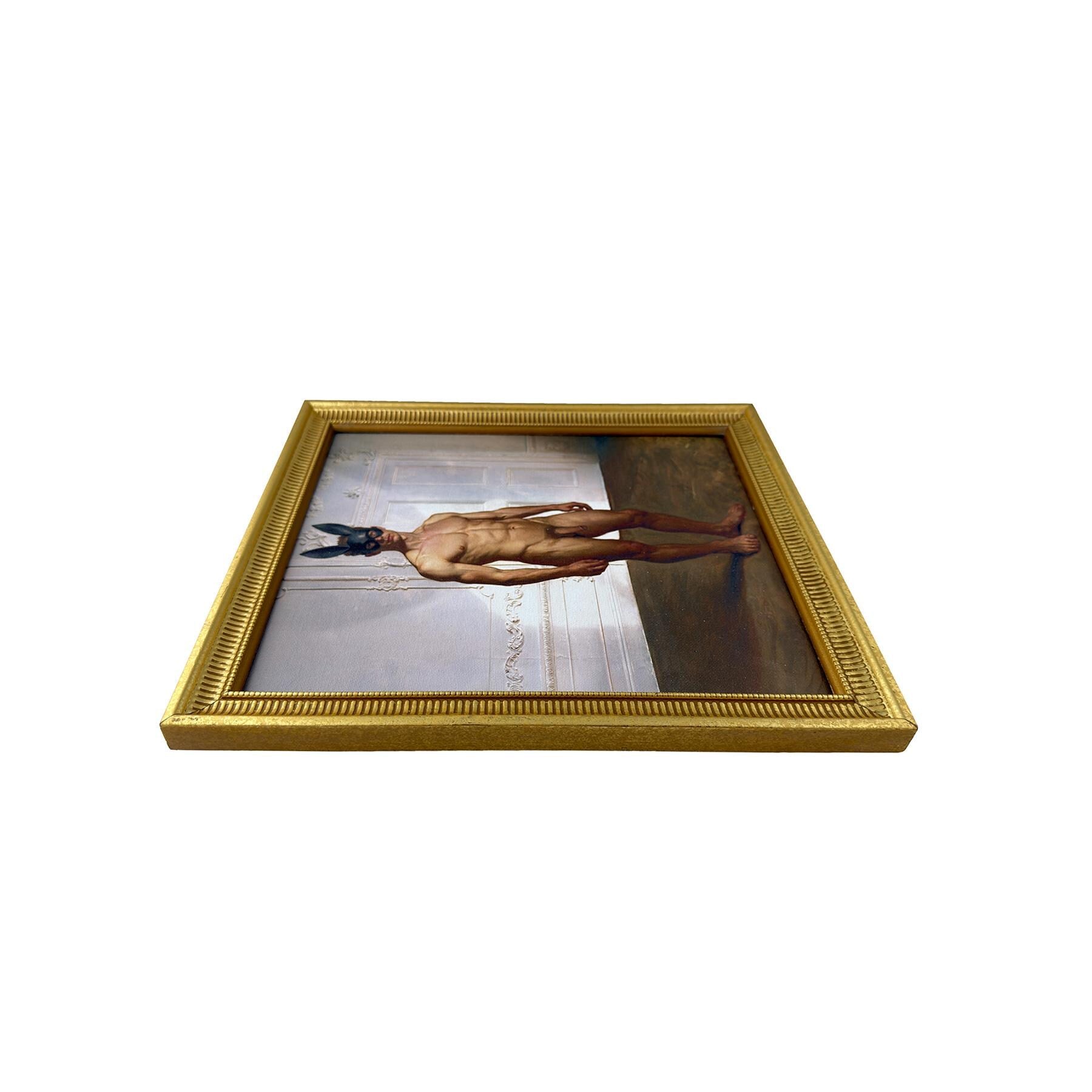 Uninvited to the Ball Original Male Nude Restored Vintage Frame 12"x14" Ready to Hang Wall Art MATURE NSFW