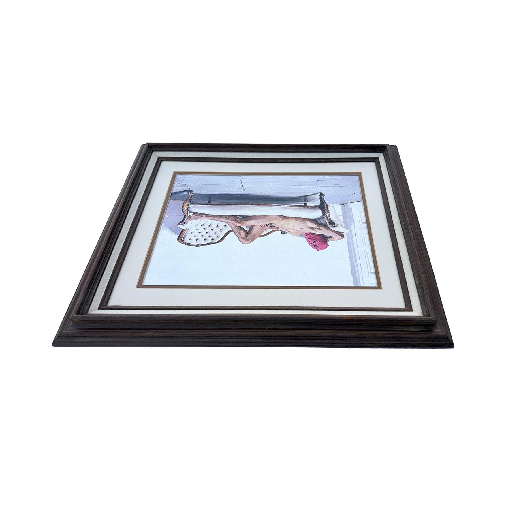 Reclining Nude Indie Sleaze Art Print Subversive Queer Decor, 18"x22" Printed Artist Board, Vintage Plein Air Restored Wood Frame