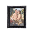 A Lover’s Embrace Framed Gay Male Nude Art, Queer Romantic Wall Decor, Classical Homoerotic Canvas Print, Gloss Black Frame, 20"x24"